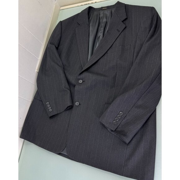 Hart Schaffner & Marx 2 Piece Suit 48R Blazer 42X26 Pants Chalk Pinstripe Gray - Picture 2 of 16